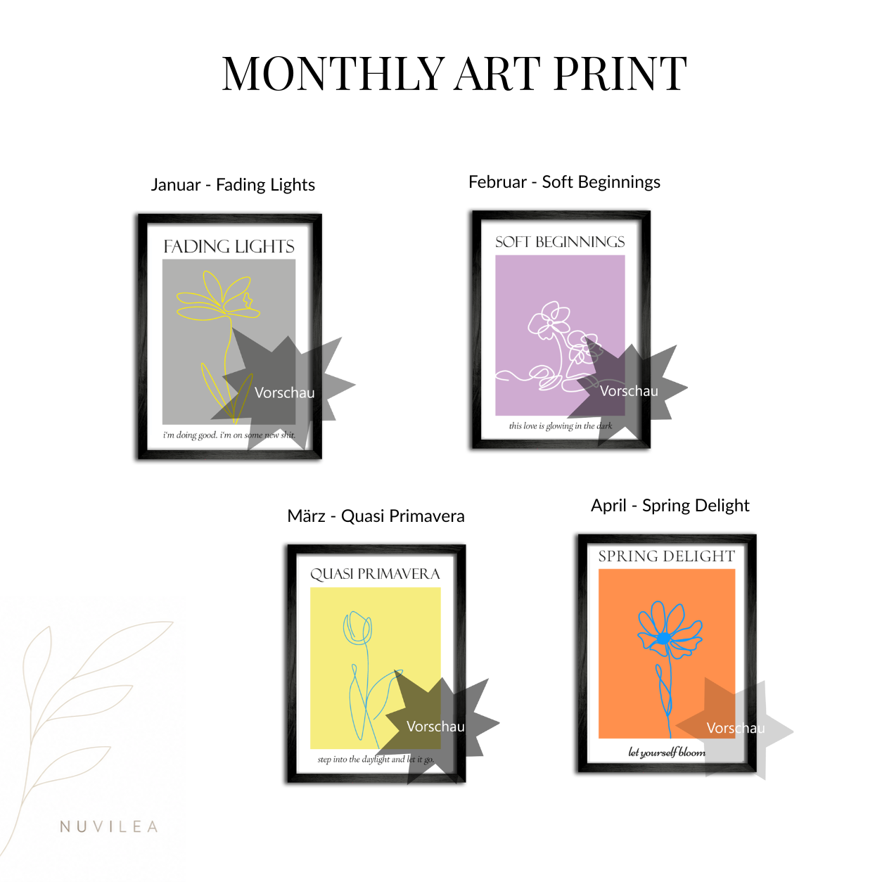Monthly Print Art - Januar-April