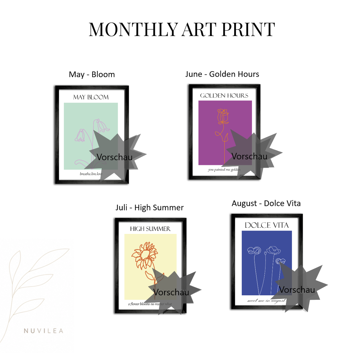 Monthly Print Art - Mai - August
